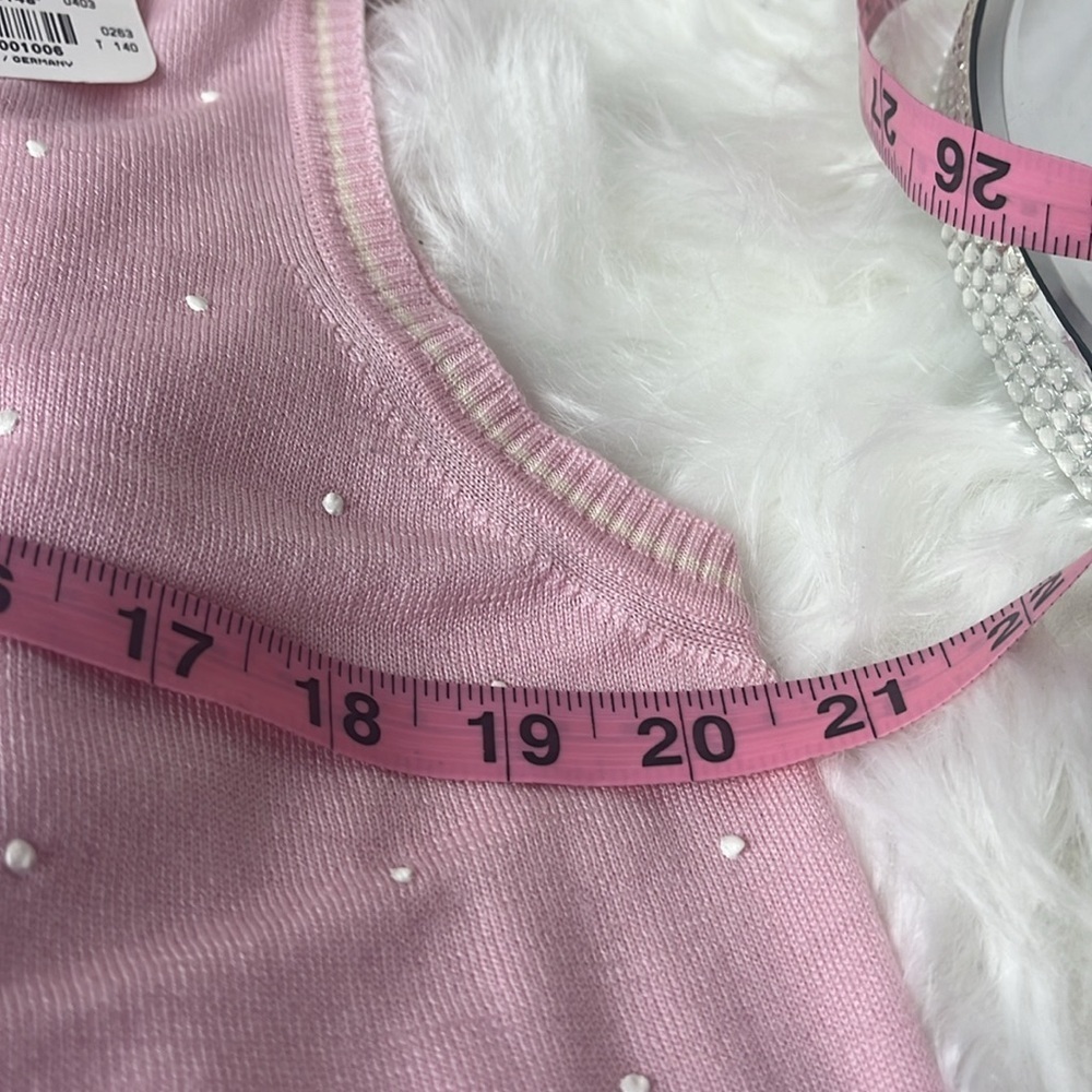 ESCADA PINK SILK CASHMERE WOOL POLKA DOT CARDIGAN SET VINTAGE - Picture 6 of 11